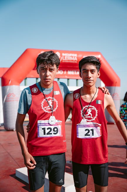 Athletes finishing a race